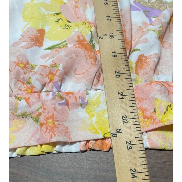 Floral Print Wrap Style Sheer Blouse With Short Flutter Sleeves Womens 1X OPPA! - Picture 11 of 11